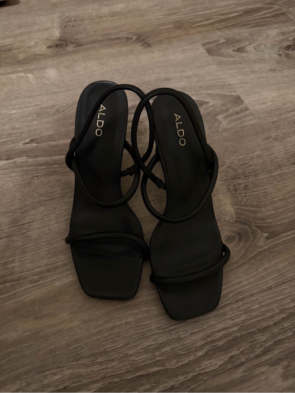 ALDO Black Strappy Square-Toe Heeled Sandals